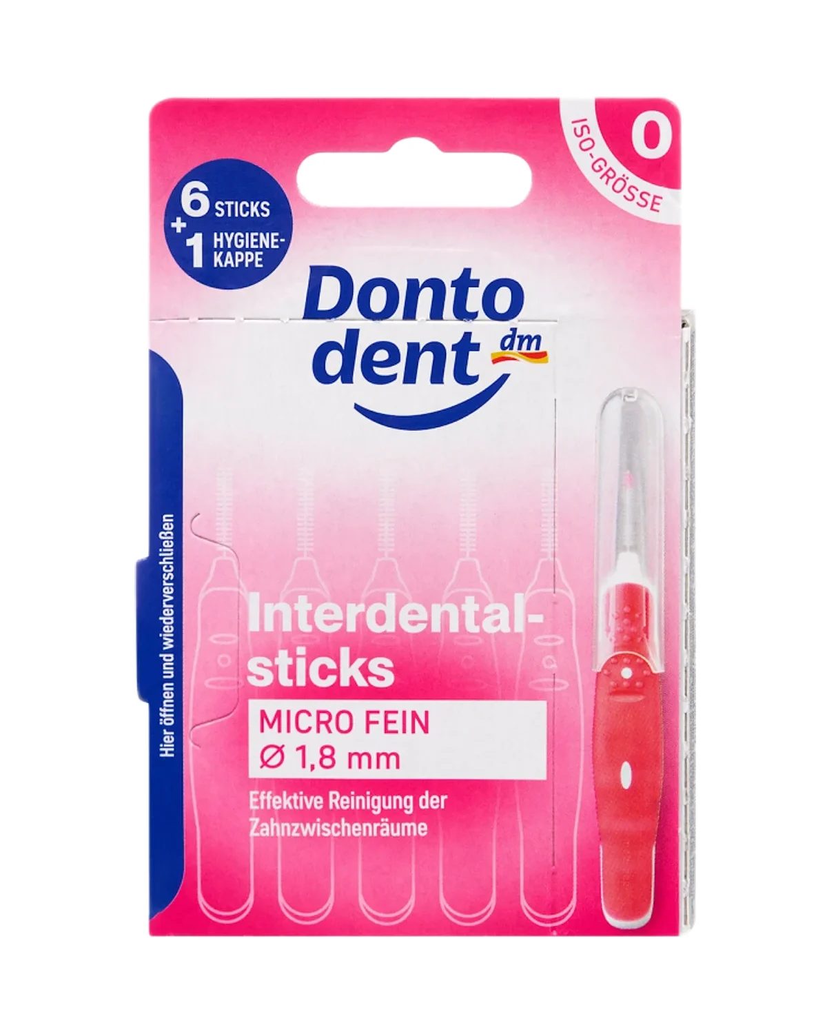 Dontodent Interdental Brushes 6 brush ISO 0 — 0.4 mm pink