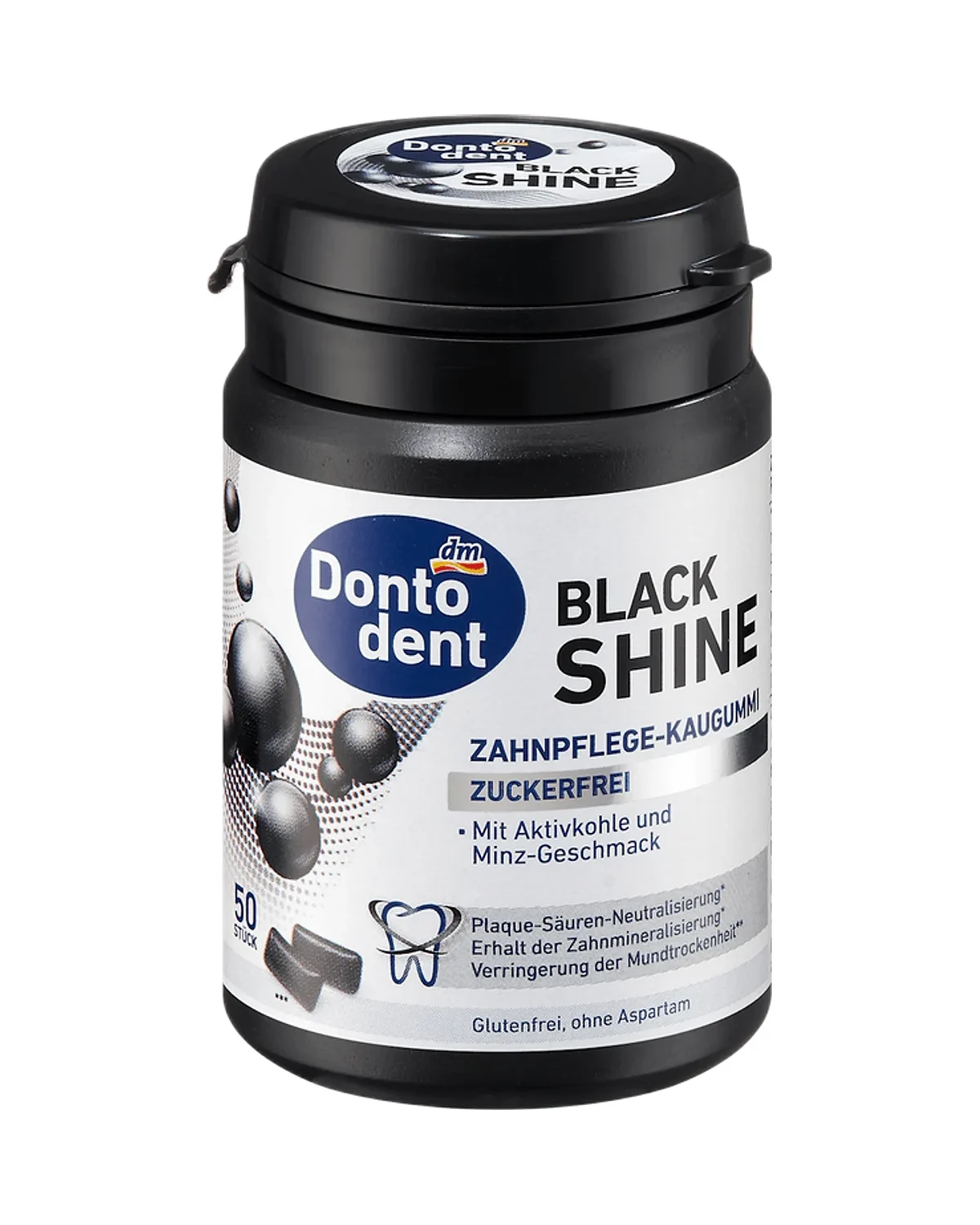 علكة Dontodent Black Shine، عبوة 50 قطعة
